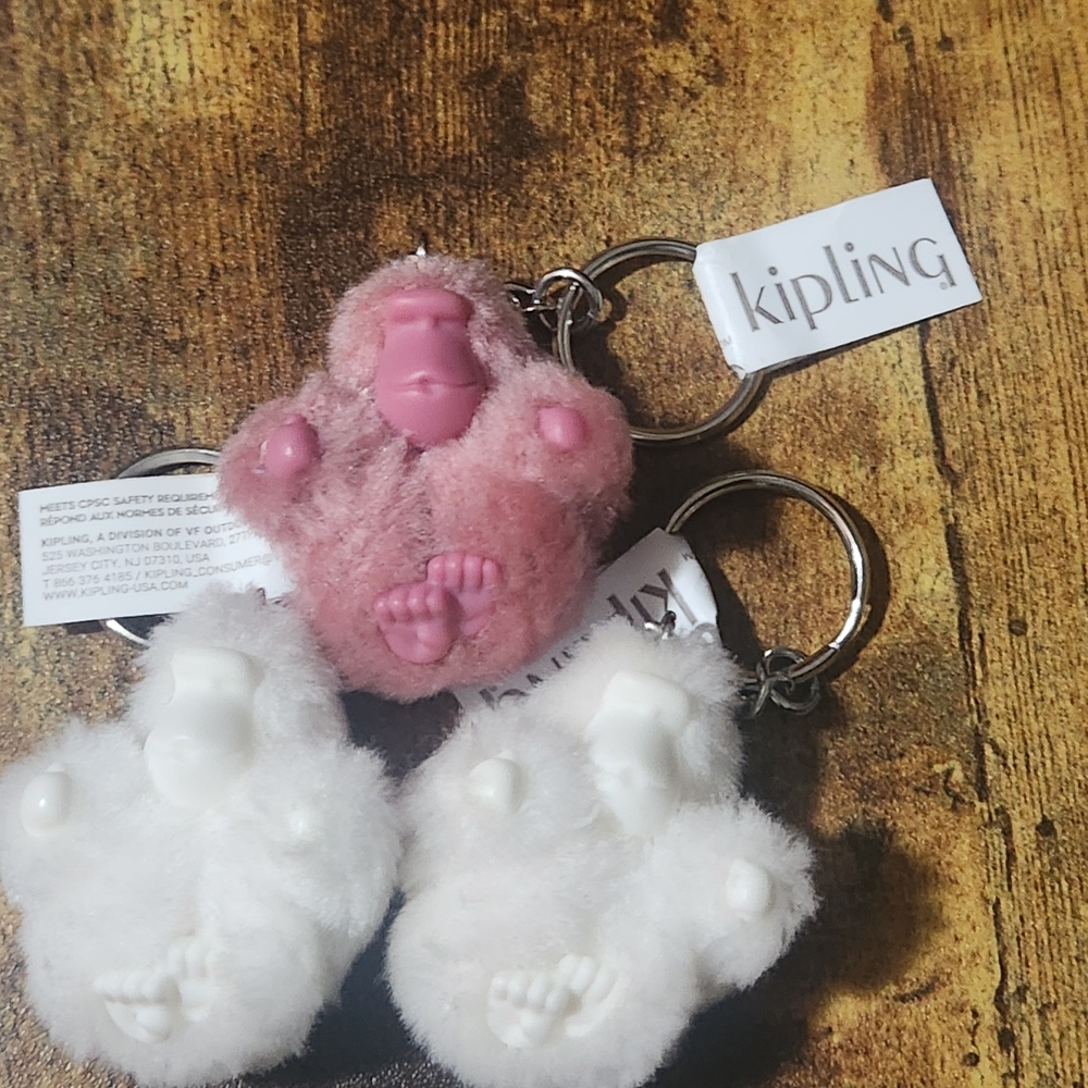 Kipling Pink And White Monkey Keychains - image 1